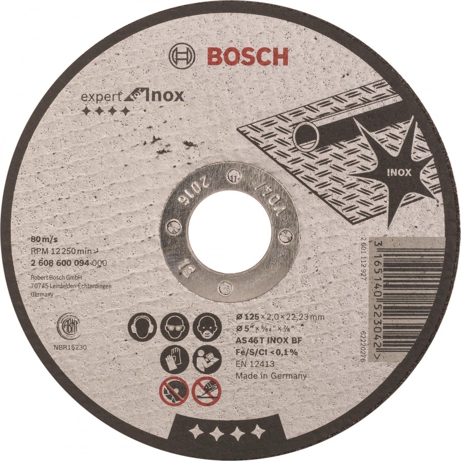 BOSCH Deliaci kotúč rovný Expert for Inox AS 46 T INOX BF, 125 mm, 2,0 mm 2.608.600.094