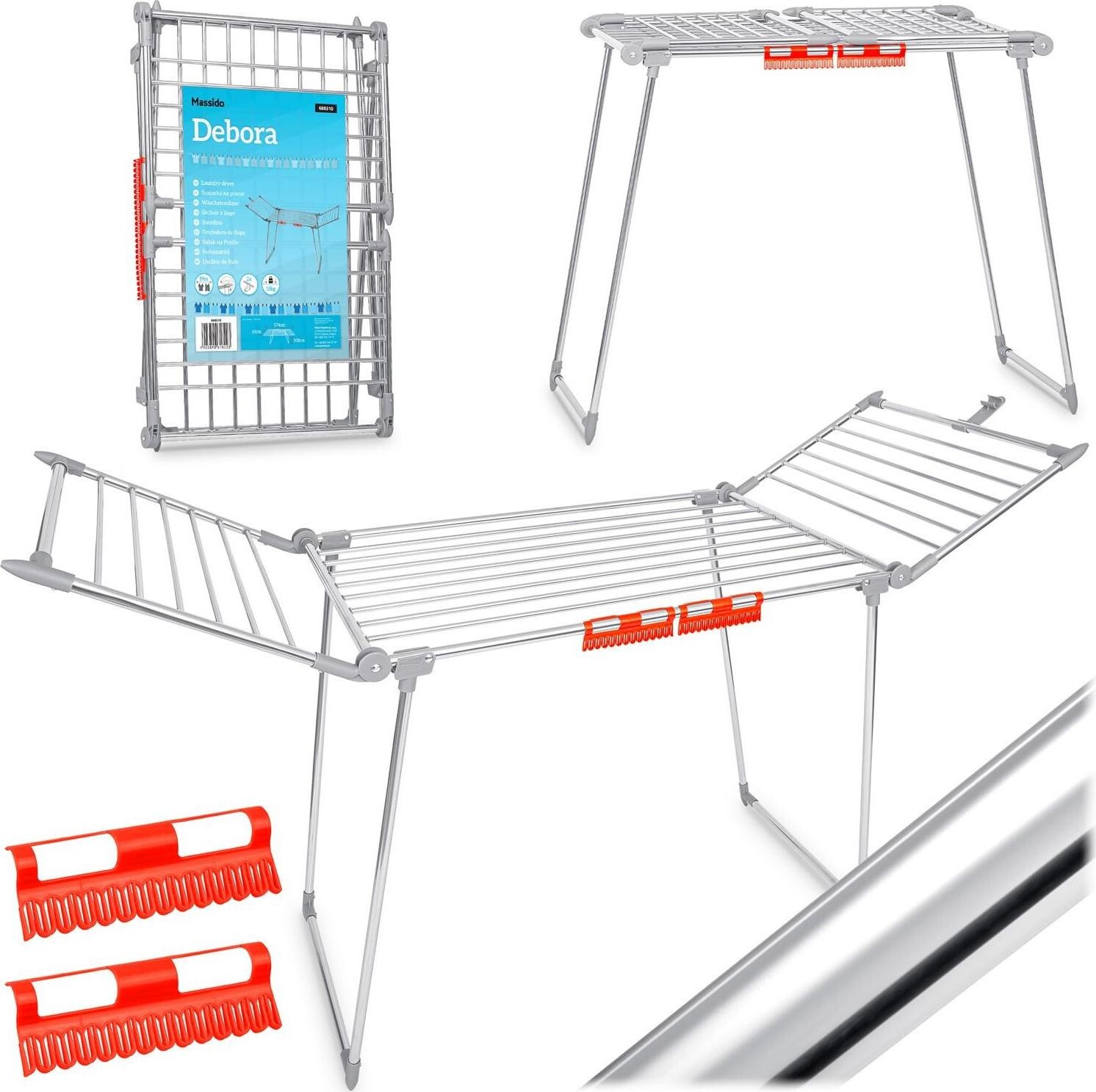 Massido Debora stojaci skladací sušiak na bielizeň z nehrdzavejúcej ocele