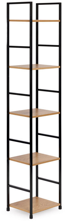ModernHome CWJ3024144L Dřevěný regál s kovovým rámem a 5 policemi, 144,5 × 23,5 × 29 cm