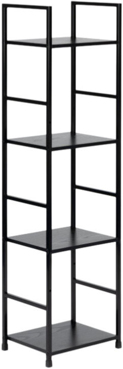 ModernHome CWJ3024112L Dřevěný regál s kovovým rámem a 4 policemi, černý