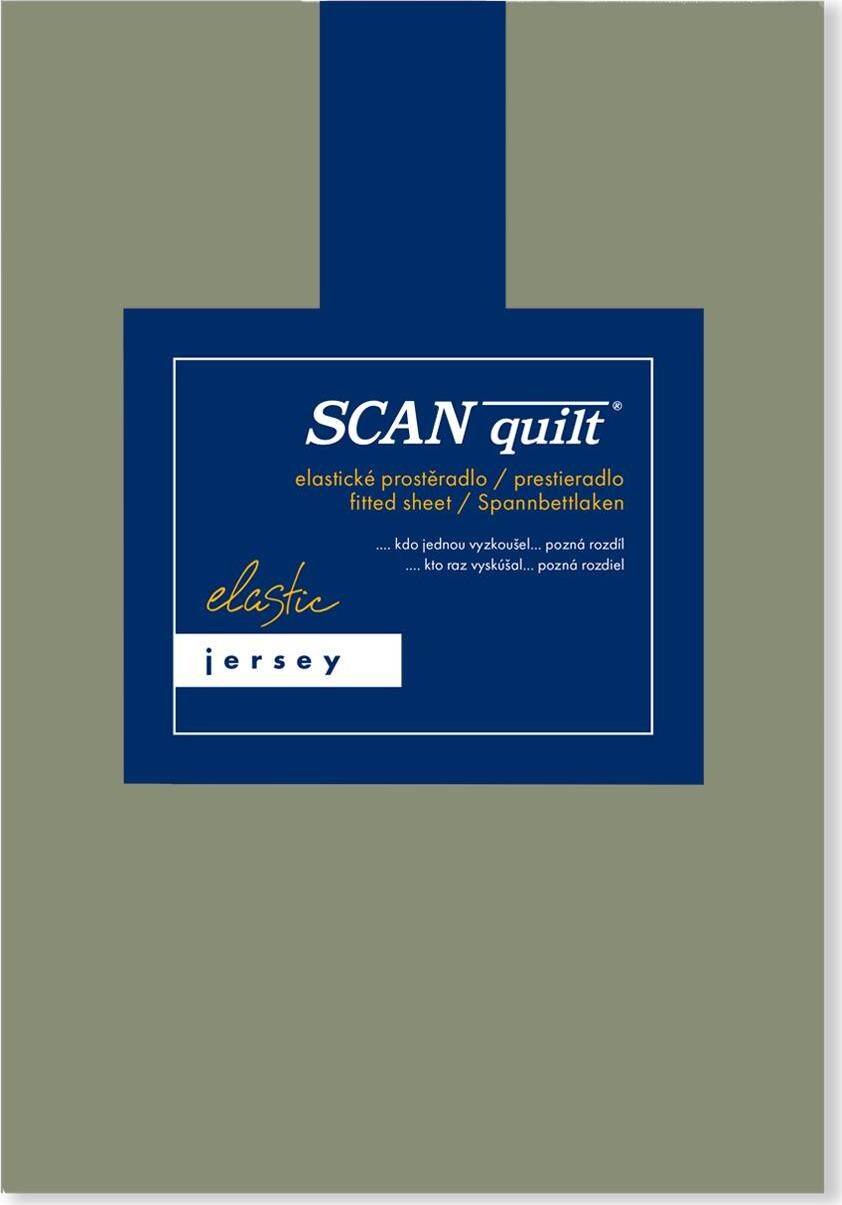 SCANquilt plachta na posteľ JERSEY ELASTIC LYCRA khaki 90 × 200 cm