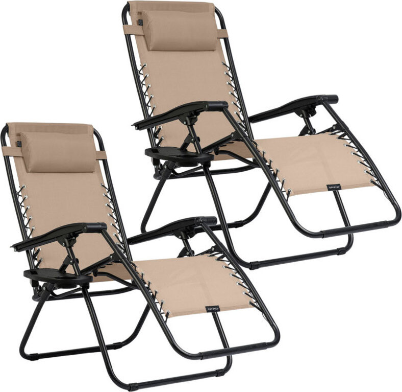 Sofotel 286303 Zahradní skládací lehátko s polštářkem ChillWell, sada 2 ks, béžové