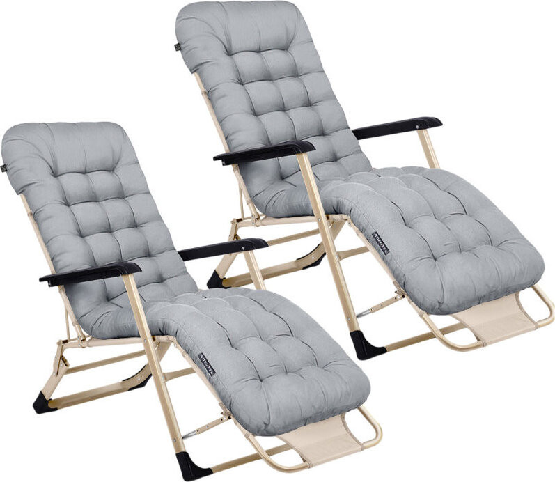 Sofotel 286402 Zahradní skládací lehátko s polštářkem ChillWell, sada 2 ks, světle šedé