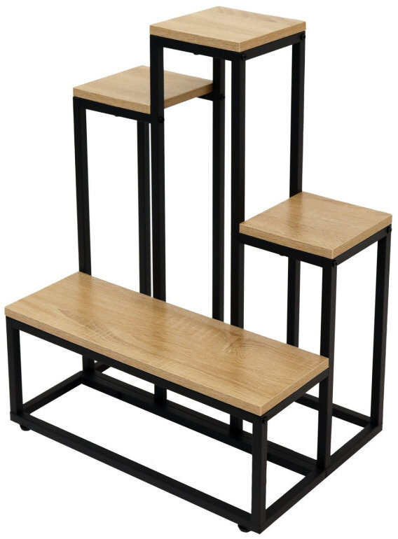 Bauerkraft H-608 Stojan na květiny kovový patrový, regál, antický dub