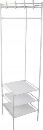 Verk 27494 Rohový stojanový věšák na oblečení s policemi, bílý