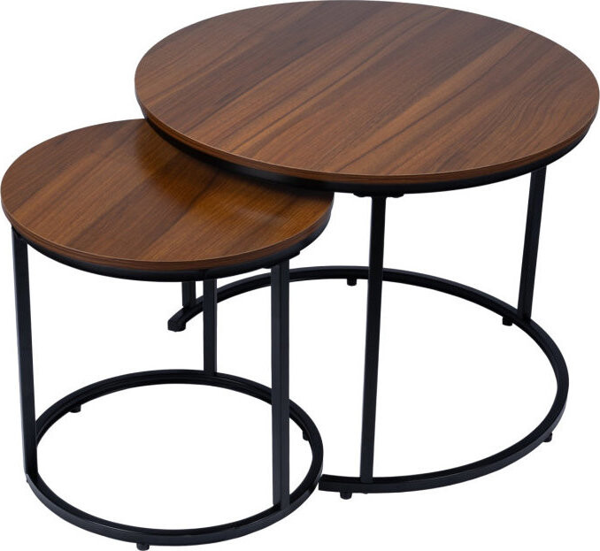 Bauerkraft G-819 Kulaté konferenční stolky 2v1, loft/industrial, ořech