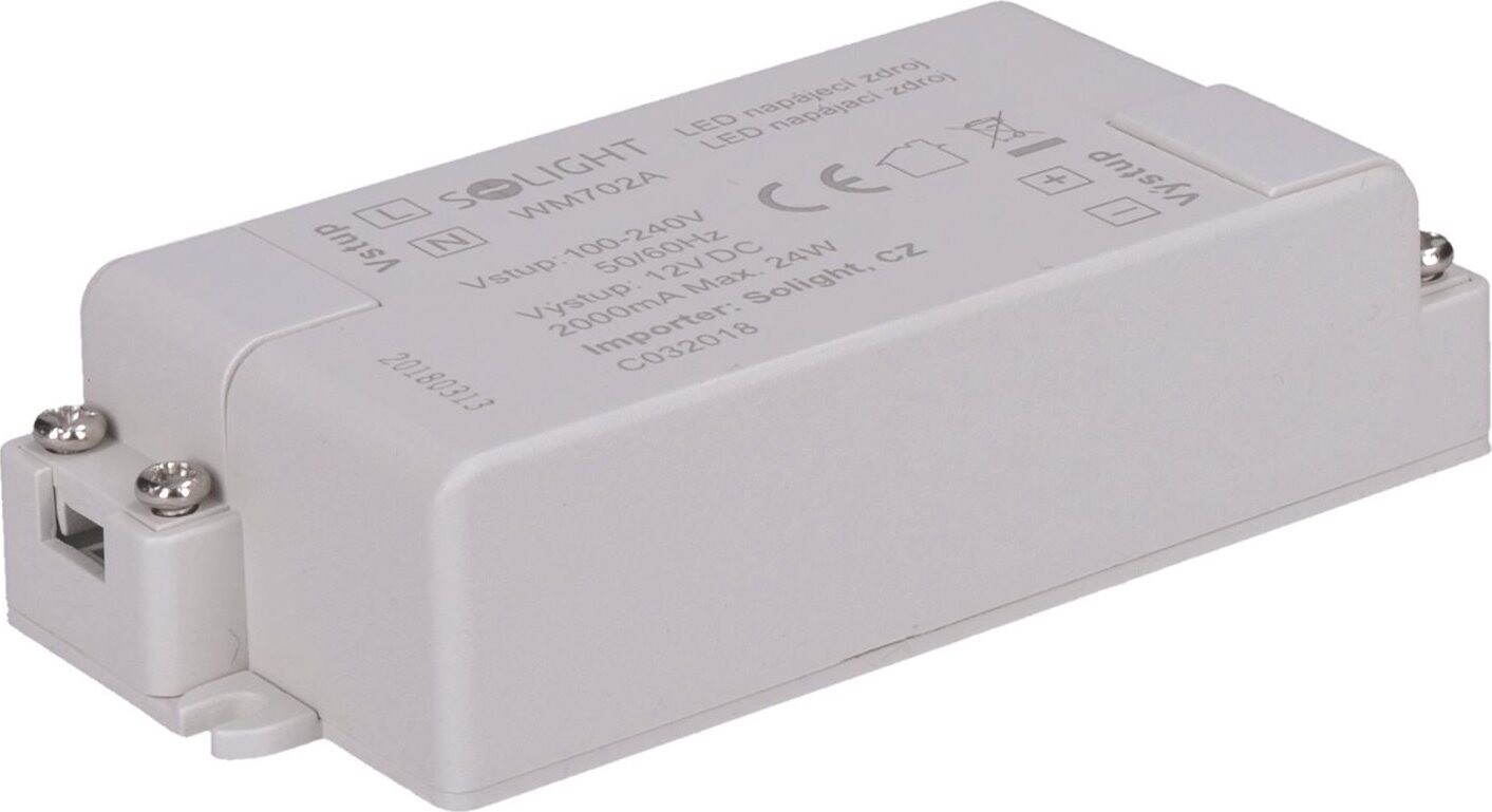 Solight LED napájací zdroj, 230 V – 12 V, 2 A, 24 W, IP20