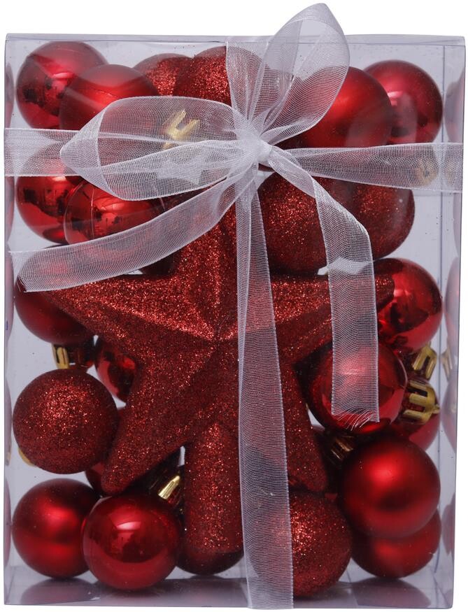 DECOLED Vianočné ozdoby – sada, červená, 30 ks