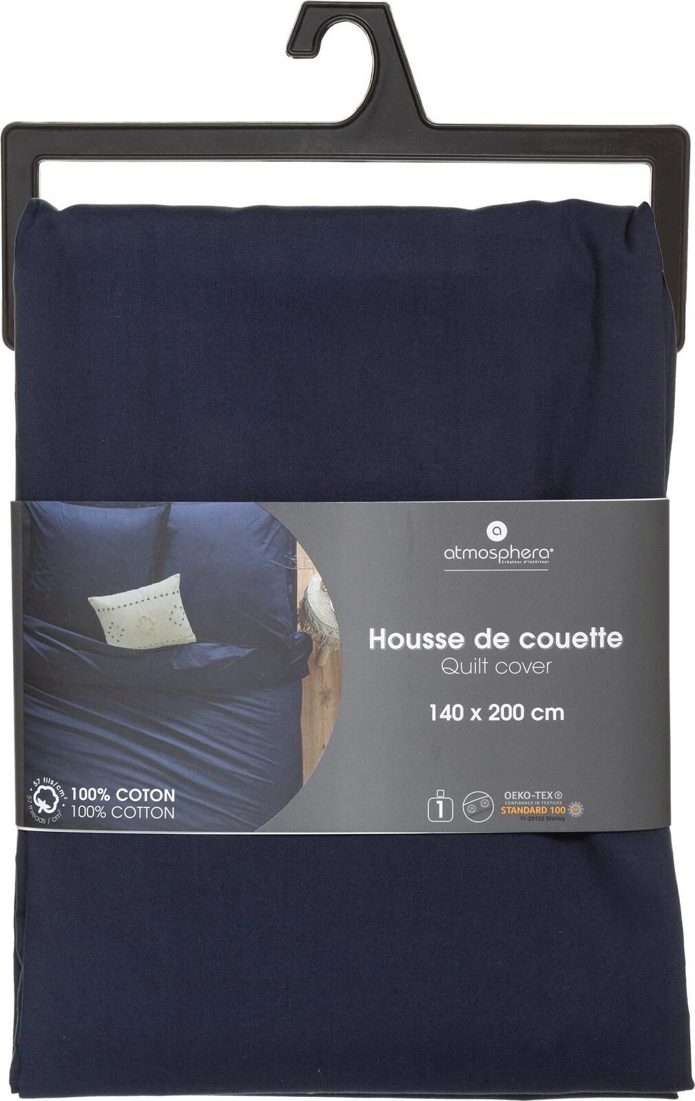 Atmosphera Bavlnené obliečky na prikrývku 140 × 200 cm tmavomodré