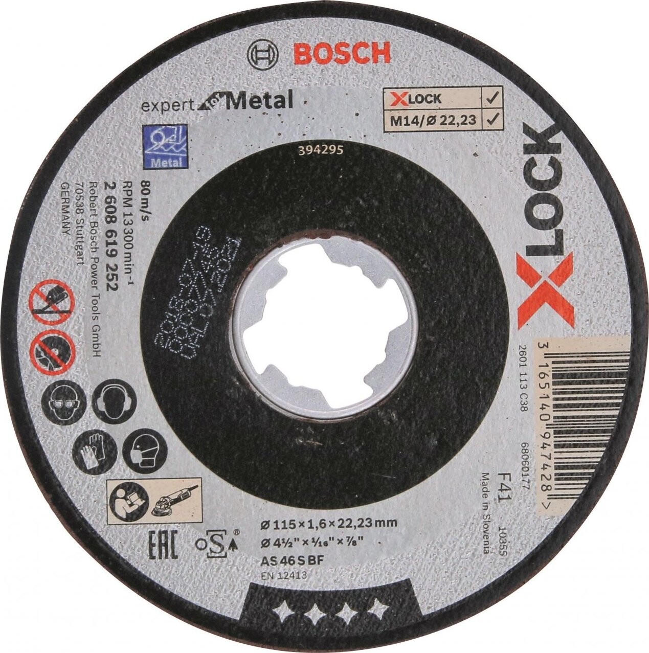 BOSCH Plochý rezný kotúč Expert for Metal systému X-LOCK, 115 × 1,6 × 22,23 2.608.619.252