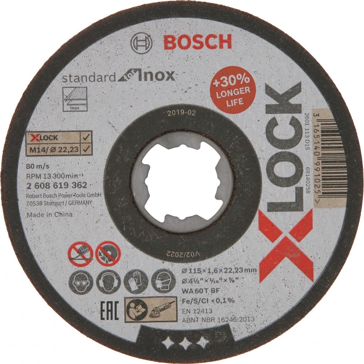 BOSCH X-LOCK Standard for Inox 115 × 1,6 mm T41 2.608.619.362