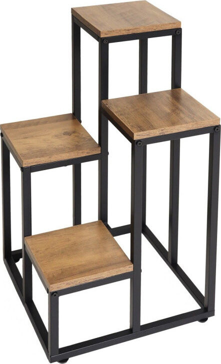 Bauerkraft H-018 Kovový patrový stojan na 4 květiny, rustikální dub