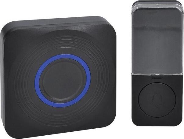 Solight bezdrôtový zvonček, batériový + USB, 200 m, čierny, learning code