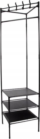 Verk 27494 Rohový stojanový věšák na oblečení s policemi, černý