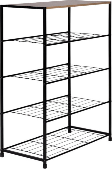 ModernHome XJ633083A1 Kovový botník, 4 police, 16 párů, černý