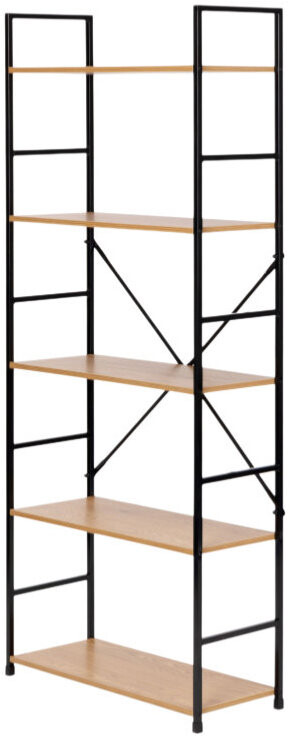 ModernHome CWJ6024144LG Dřevěný regál s kovovým rámem a 5 policemi, 144 × 58,5 × 23,5 cm