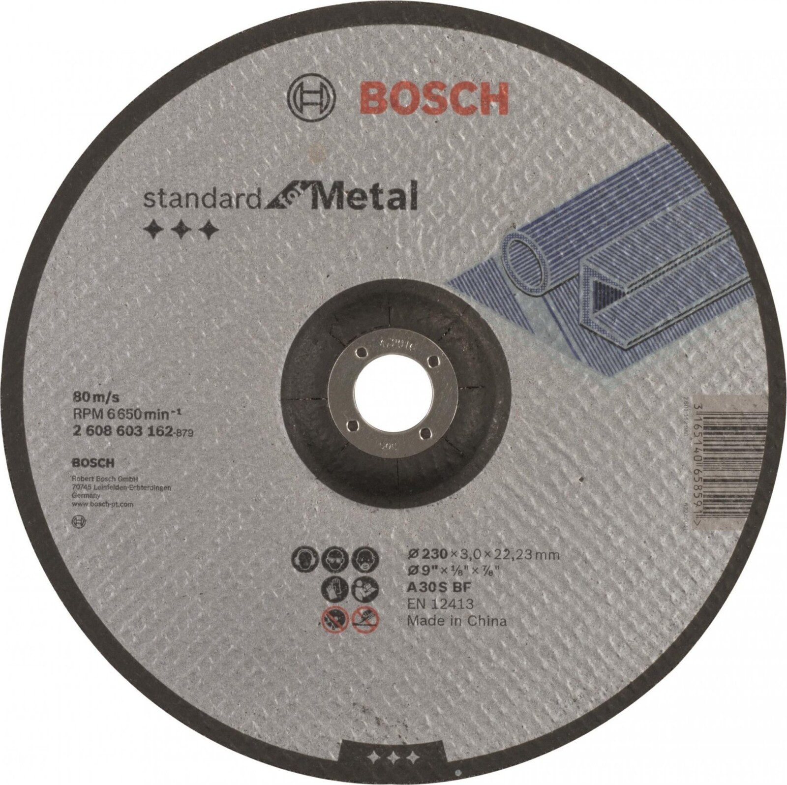 BOSCH Deliaci kotúč profilovaný Standard for Metal A 30 S BF, 230 mm, 22,23 mm, 3,0 mm 2.608.603.162