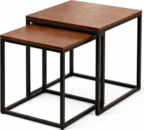 LEAN Toys 26618 Sada čtvercových konferenčních stolků 2v1, tmavě hnědé