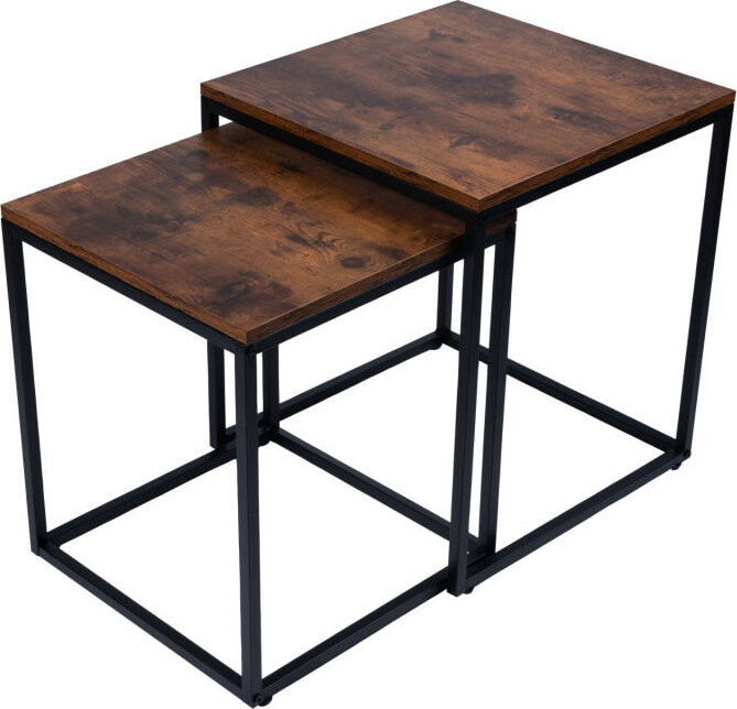 Bauerkraft G-822 Čtvercové konferenční stolky 2v1, loft/industrial, antický dub