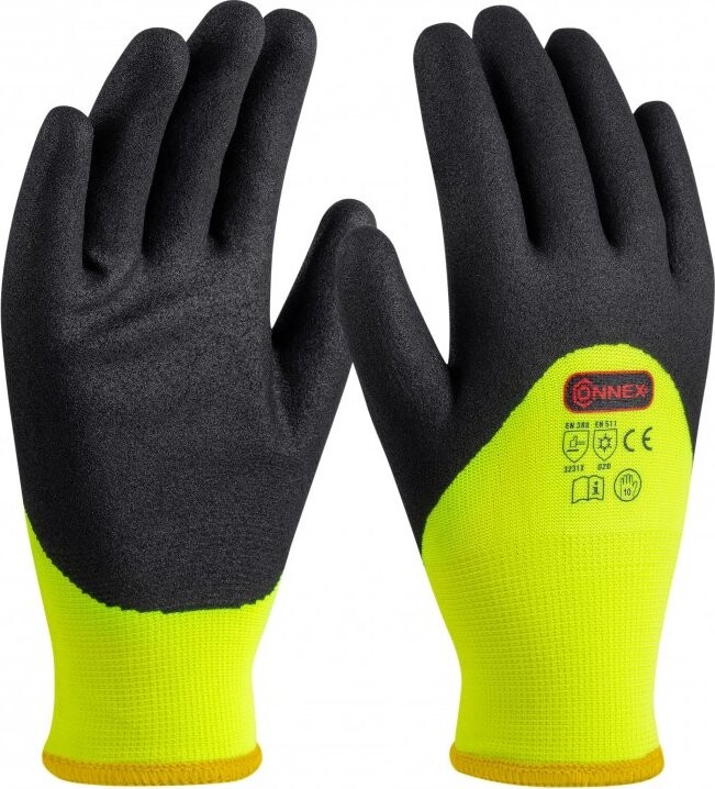 CONNEX Zimné pracovné rukavice extrém, PES + akryl, vodoodolné, dvojitá vložka, veľ. 10