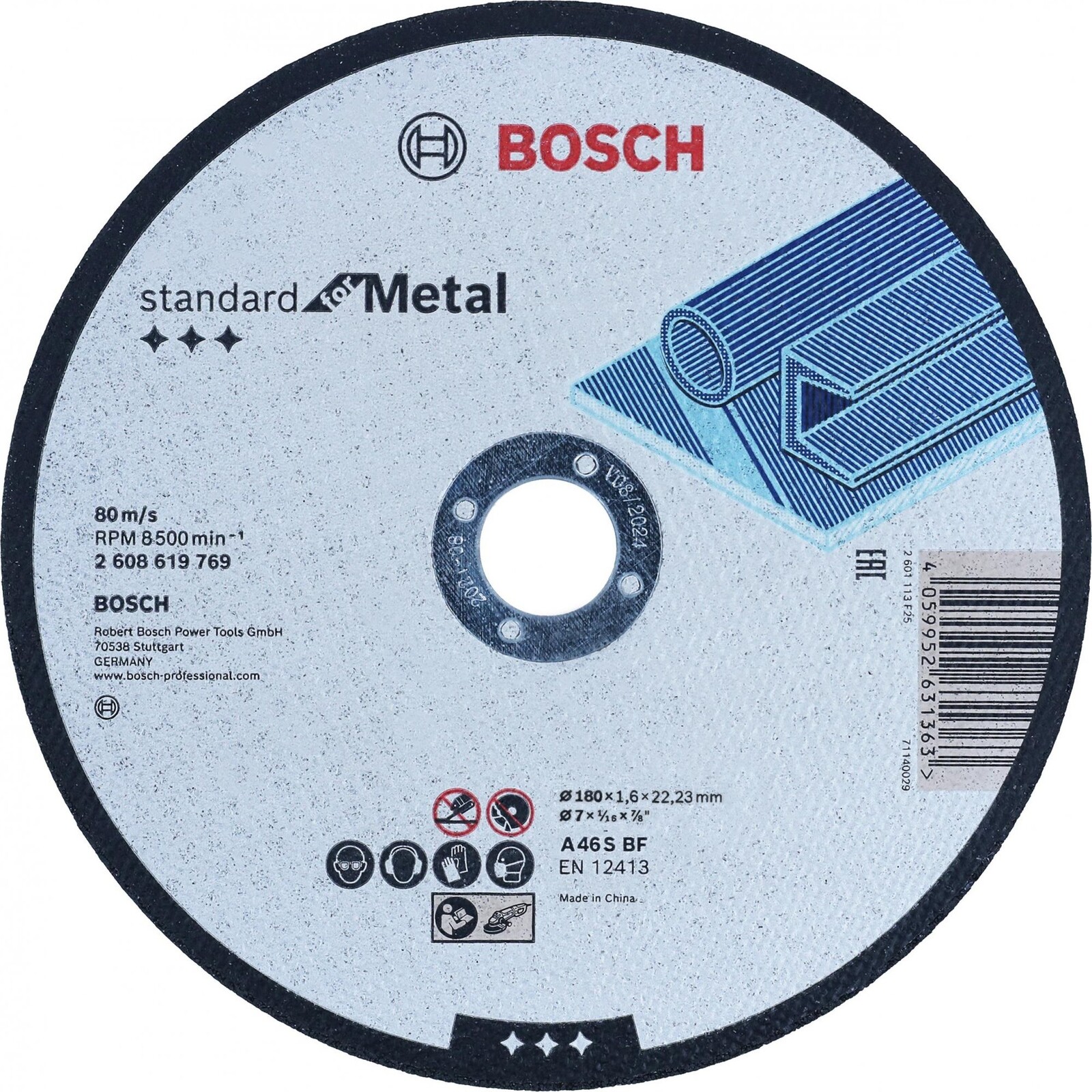 BOSCH Standard for Metal 180 mm, 22,23 mm A 46 S BF, 180 mm, 22,23 mm, 1,6 mm 2.608.619.769
