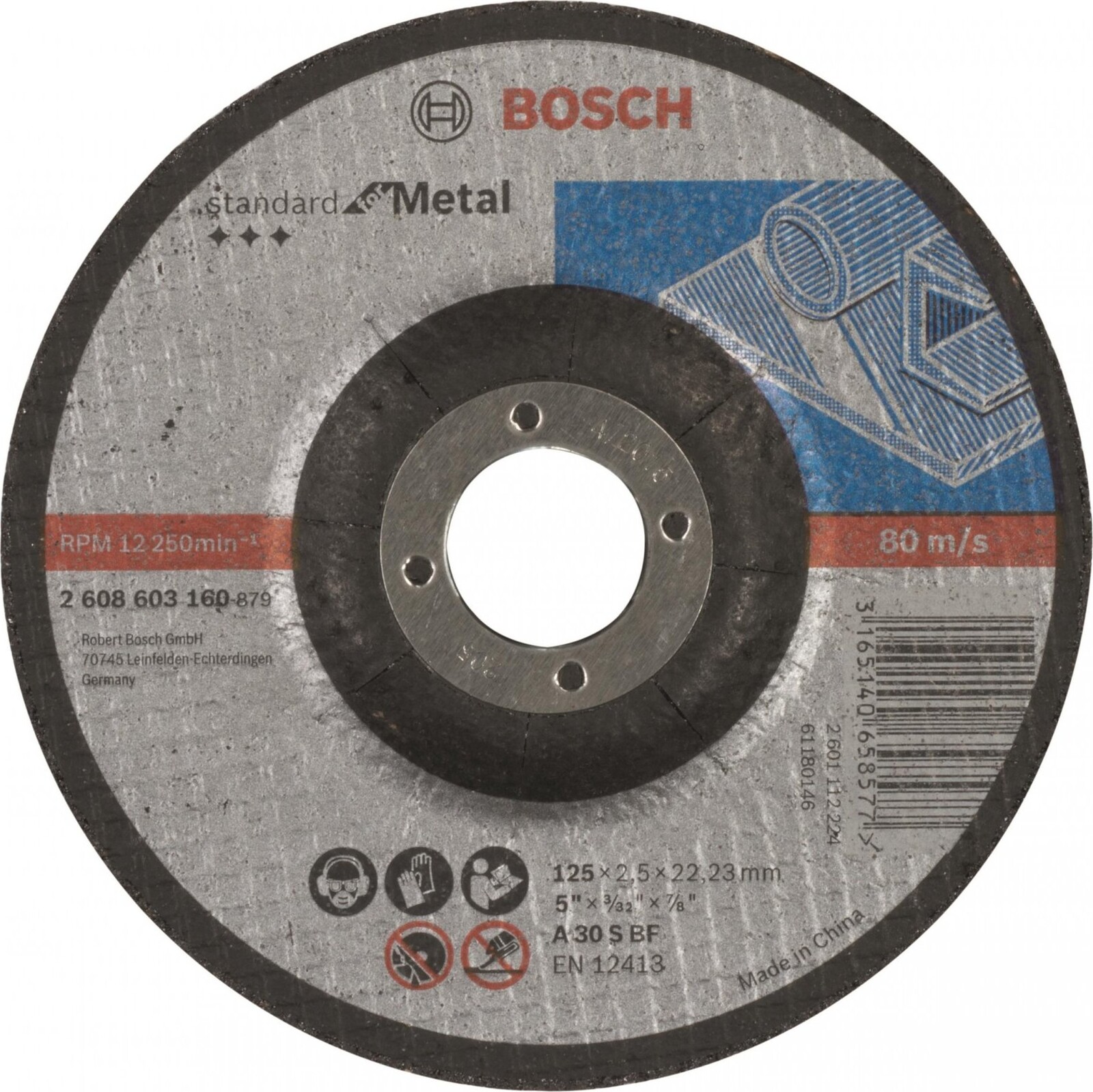 BOSCH Deliaci kotúč profilovaný Standard for Metal A 30 S BF, 125 mm, 22,23 mm, 2,5 mm 2.608.603.160