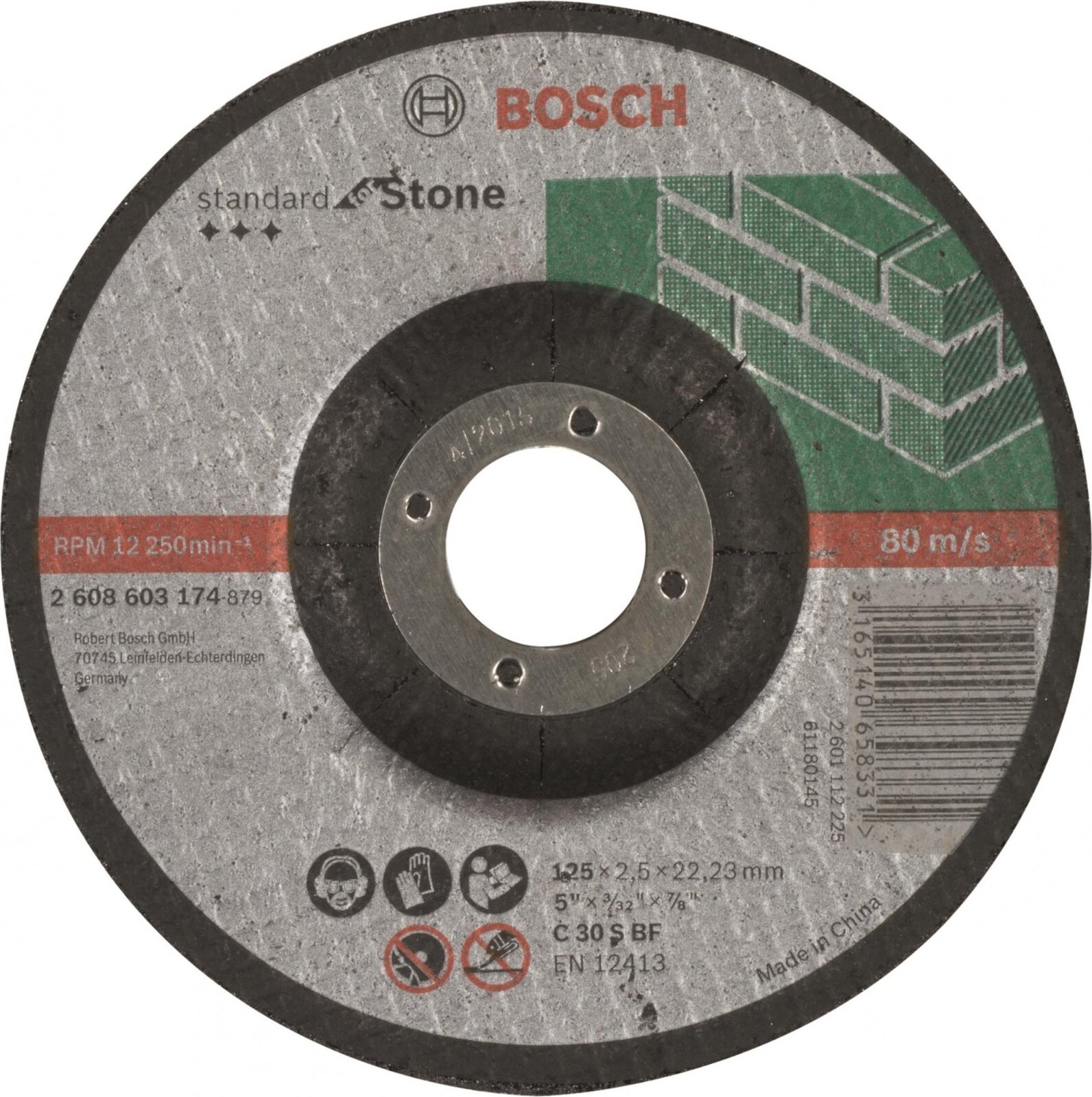 BOSCH Deliaci kotúč profilovaný Standard for Stone C 30 S BF, 125 mm, 22,23 mm, 2,5 mm 2.608.603.174