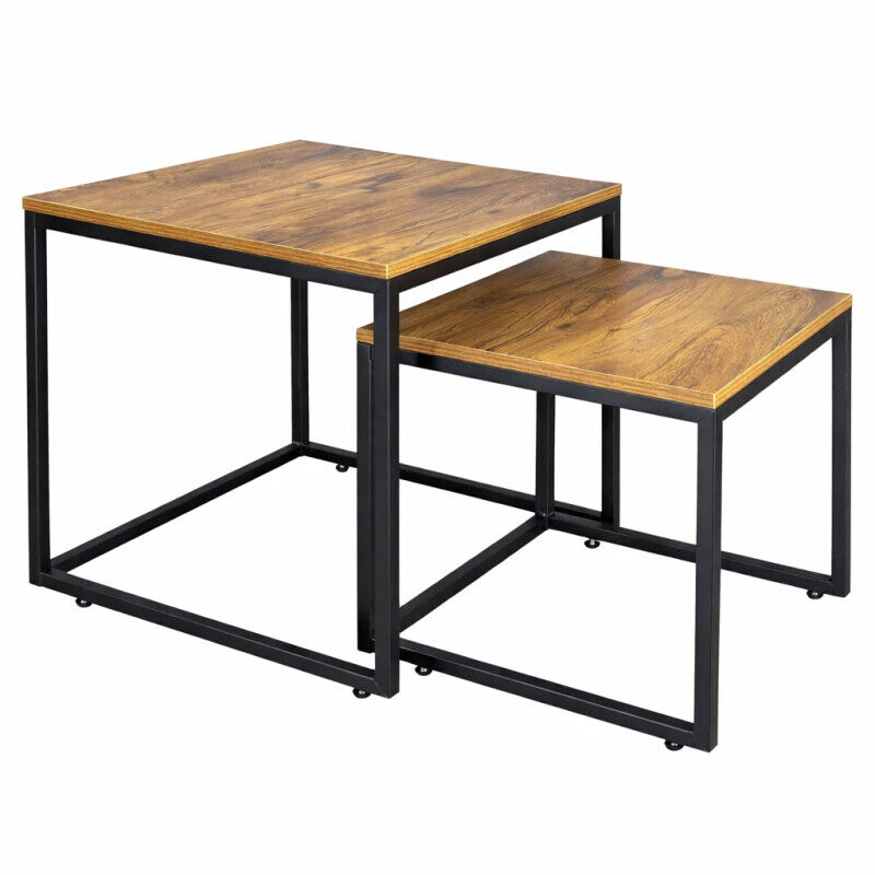 LEAN Toys 26619 Sada čtvercových konferenčních stolků 2v1, rustikální