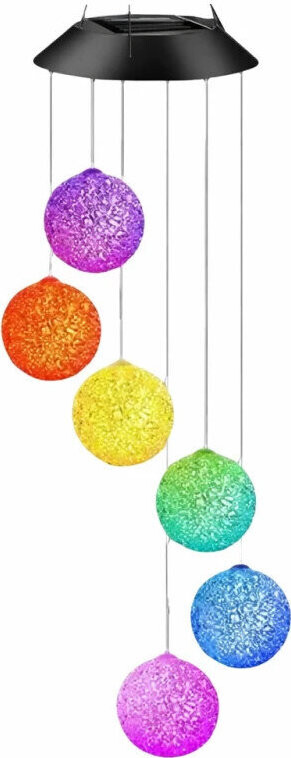 LEAN Toys 26977 Solárna záhradná LED RGB lampička, závesné gule, 70 cm