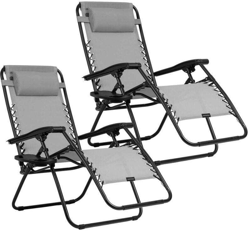 Sofotel 286301 Skládací zahradní lehátko s polštářem ChillWell, 2 ks, šedé