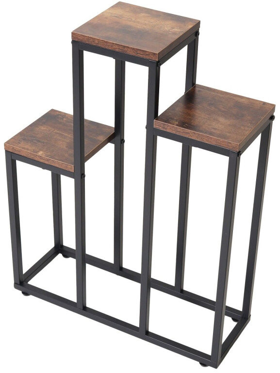 Bauerkraft H-021 Kovový patrový stojan na 3 květiny, antický dub