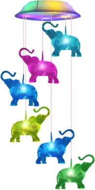 LEAN Toys 26941 Solárne záhradné LED zvončeky Sloníky, 70 cm