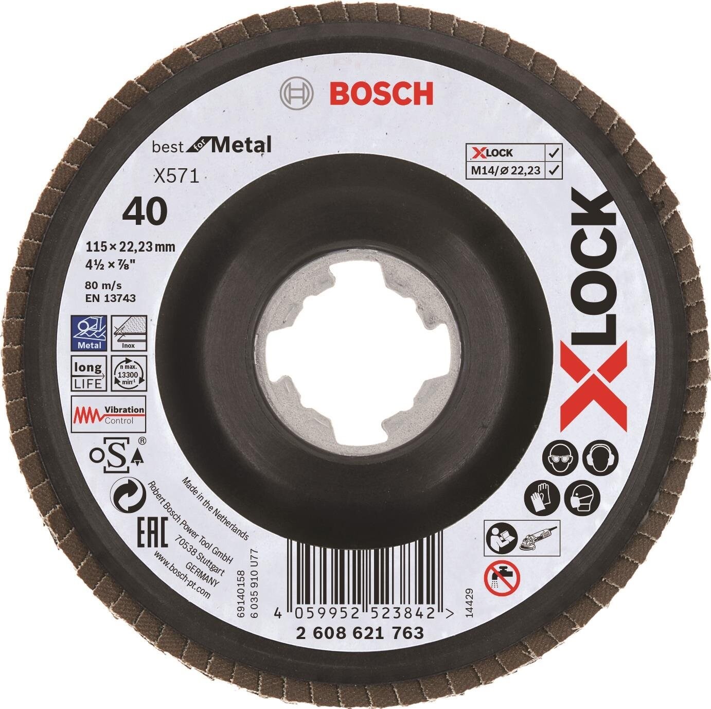BOSCH Best for Metal systému X-LOCK, šikmá verzia, plastový list, O 115 mm, G 40, X571 2.608.621.763