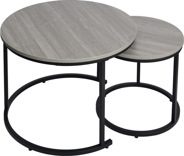 Bauerkraft H-111 Kulaté konferenční stolky 2v1, světle šedé