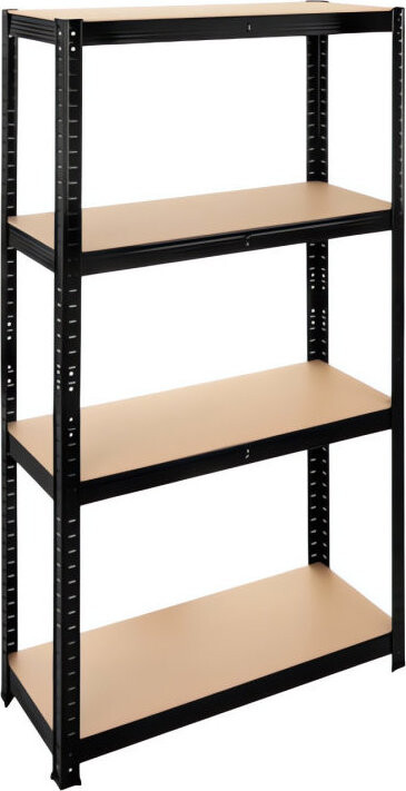 Bigstren 27341 Kovový skladovací regál, 4 police, 150 × 75 × 30 cm, černý