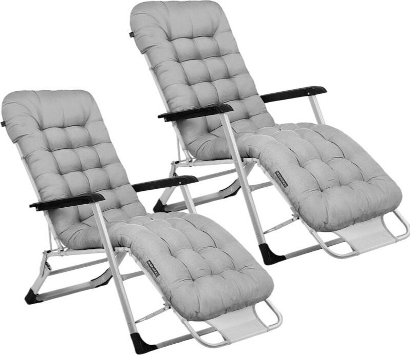 Sofotel 286401 Zahradní skládací lehátko s polštářkem ChillWell, sada 2 ks, šedé