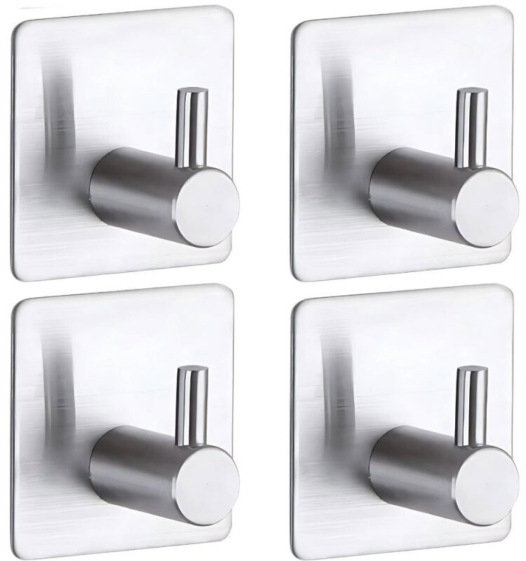 Verk 27547 Samolepicí háček, kov, stříbrný, 4 ks