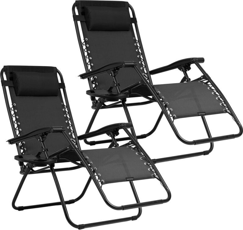 Sofotel 286300 Skládací zahradní lehátko s polštářem ChillWell, 2 ks, černé