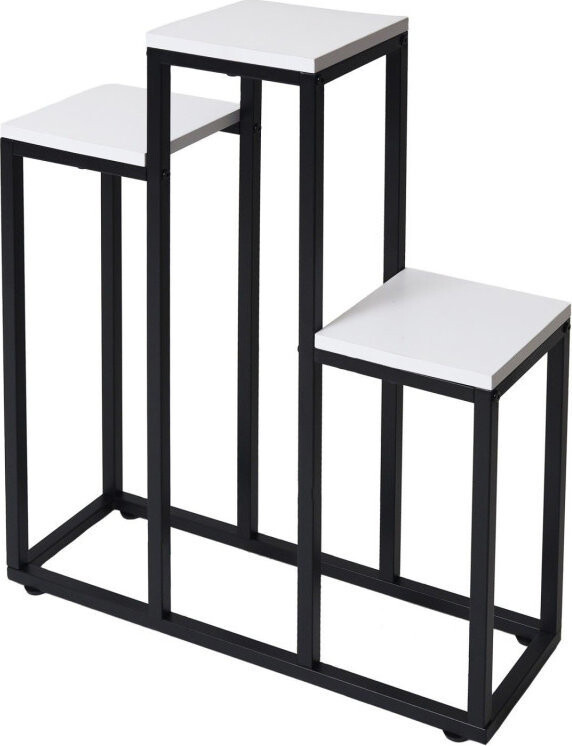 Bauerkraft H-025 Kovový patrový stojan na 3 květiny, bílý