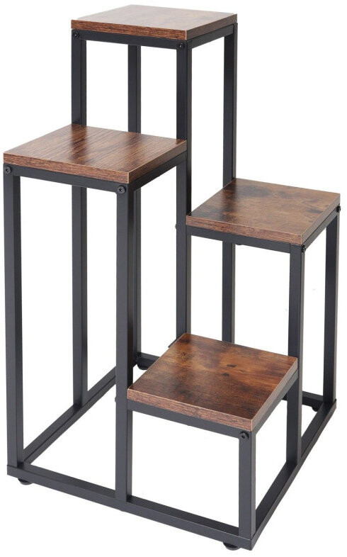 Bauerkraft H-017 Kovový stojan na 4 květiny, antický dub