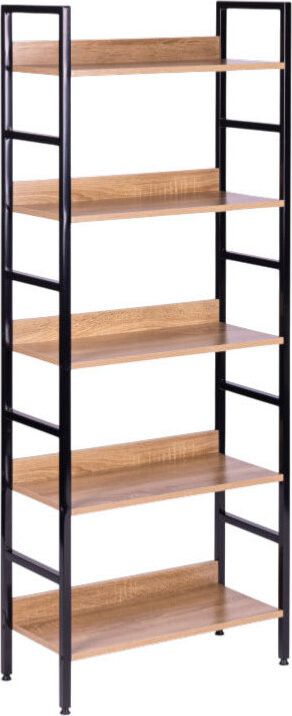 ModernHome CWJ6028160CL Vysoký regál s 5 policemi, kov + MDF