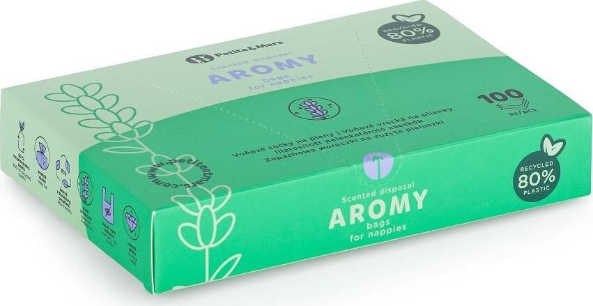 PETITE&MARS Vrecká voňavé na plienky s držadlami Aromy 100 ks