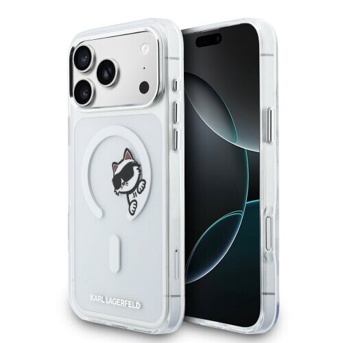 Karl Lagerfeld IML Choupette Peekaboo MagSafe Zadní Kryt pro iPhone 17 Pro Max Transparent