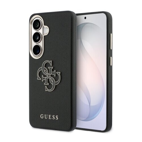 Guess PU 4G Resin Metal Logo Zadní Kryt pro Samsung Galaxy S26 Black