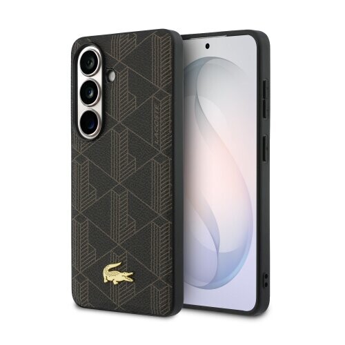 Lacoste PVC Blend Monogram Gold Logo Magnetic Zadní Kryt pro Samsung Galaxy S26 Brown