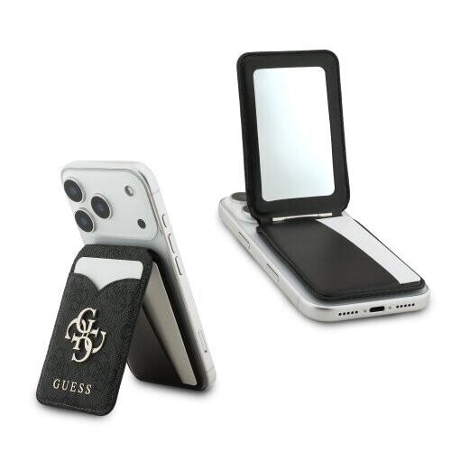 Guess PU 4G Mirror MagSafe Cardslot Peněženka se Stojanem Black