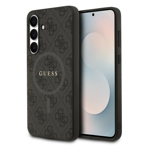 Guess PU Leather 4G Colored Ring MagSafe Zadní Kryt pro Samsung Galaxy S25 FE Black