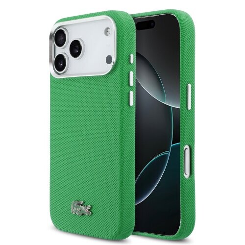Lacoste PVC Iconic Petit Pique Metal Logo MagSafe Zadní Kryt pro iPhone 17 Pro Max Green