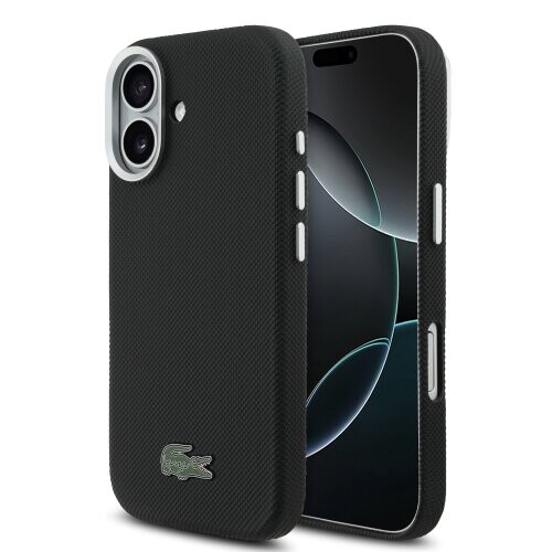 Lacoste PVC Iconic Petit Pique Metal Logo MagSafe Zadní Kryt pro iPhone 17 Black