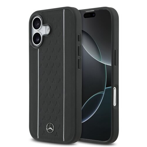 Mercedes Leather Star Pattern and Stripes MagSafe Zadní Kryt pro iPhone 17 Black/White